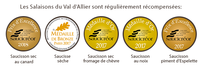Les Salaisons du Val d'Allier sont régulièrement récompensées